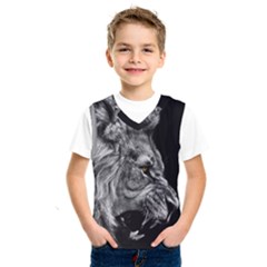 Roar Angry Male Lion Black Kids  Basketball Tank Top by Mog4mog4