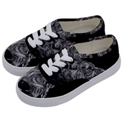 Roar Angry Male Lion Black Kids  Classic Low Top Sneakers by Mog4mog4