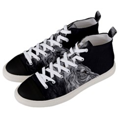 Roar Angry Male Lion Black Men s Mid-top Canvas Sneakers by Mog4mog4