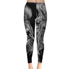 Roar Angry Male Lion Black Inside Out Leggings by Mog4mog4