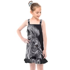 Roar Angry Male Lion Black Kids  Overall Dress by Mog4mog4