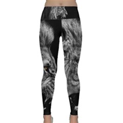 Roar Angry Male Lion Black Lightweight Velour Classic Yoga Leggings by Mog4mog4