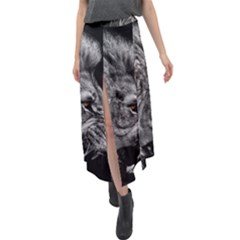 Roar Angry Male Lion Black Velour Split Maxi Skirt by Mog4mog4