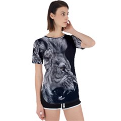 Roar Angry Male Lion Black Perpetual Short Sleeve T-shirt by Mog4mog4