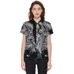 Roar Angry Male Lion Black Short Sleeve Pocket Shirt by Mog4mog4