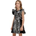 Roar Angry Male Lion Black Kids  Winged Sleeve Dress View2