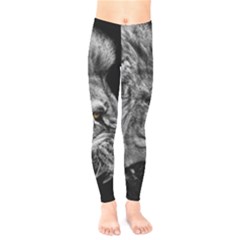 Roar Angry Male Lion Black Kids  Classic Winter Leggings by Mog4mog4