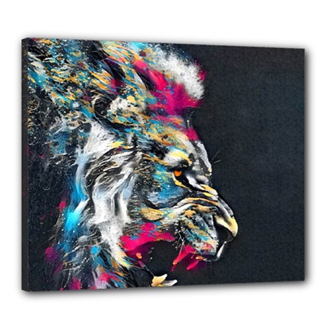 Angry Male Lion Roar Canvas 24  x 20  (Stretched)