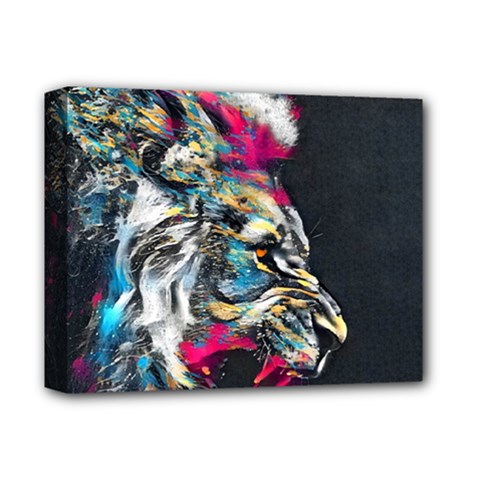 Angry Male Lion Roar Deluxe Canvas 14  X 11  (stretched) by Mog4mog4