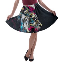 Angry Male Lion Roar A-line Skater Skirt