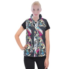 Angry Male Lion Roar Women s Button Up Vest by Mog4mog4