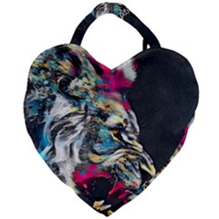 Angry Male Lion Roar Giant Heart Shaped Tote by Mog4mog4