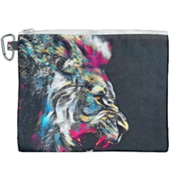 Angry Male Lion Roar Canvas Cosmetic Bag (XXXL)