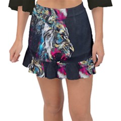 Angry Male Lion Roar Fishtail Mini Chiffon Skirt by Mog4mog4