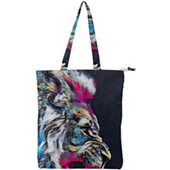 Angry Male Lion Roar Double Zip Up Tote Bag by Mog4mog4