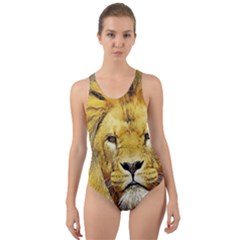 Lion Lioness Wildlife Hunter Cut-out Back One Piece Swimsuit by Mog4mog4