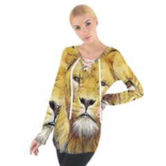 Lion Lioness Wildlife Hunter Tie Up Tee by Mog4mog4