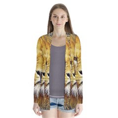 Lion Lioness Wildlife Hunter Drape Collar Cardigan by Mog4mog4