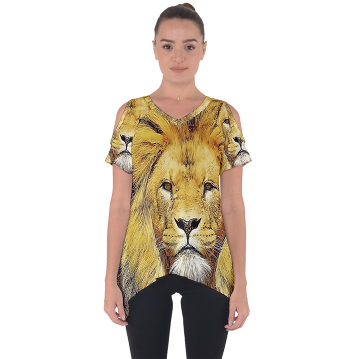 Lion Lioness Wildlife Hunter Cut Out Side Drop Tee