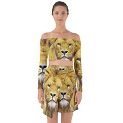 Lion Lioness Wildlife Hunter Off Shoulder Top With Skirt Set by Mog4mog4