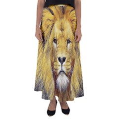 Lion Lioness Wildlife Hunter Flared Maxi Skirt by Mog4mog4