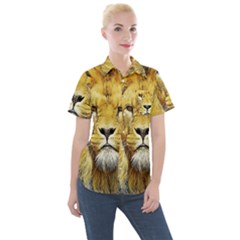 Lion Lioness Wildlife Hunter Women s Short Sleeve Pocket Shirt