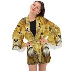 Lion Lioness Wildlife Hunter Long Sleeve Kimono by Mog4mog4