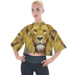 Lion Lioness Wildlife Hunter Mock Neck Tee