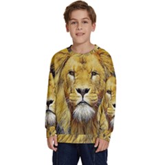 Lion Lioness Wildlife Hunter Kids  Long Sleeve Jersey by Mog4mog4