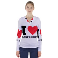 I Love Raspberry V-neck Long Sleeve Top by ilovewhateva