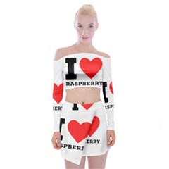 I Love Raspberry Off Shoulder Top With Mini Skirt Set by ilovewhateva