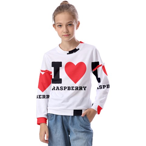 I Love Raspberry Kids  Long Sleeve Tee With Frill  by ilovewhateva