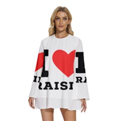 I Love Raisin  Round Neck Long Sleeve Bohemian Style Chiffon Mini Dress by ilovewhateva