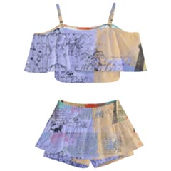 Scrapbook Paris Vintage France Kids  Off Shoulder Skirt Bikini by Mog4mog4