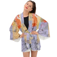 Scrapbook Paris Vintage France Long Sleeve Kimono by Mog4mog4