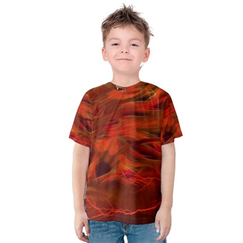 Fire Lion Flames Light Mystical Dangerous Wild Kids  Cotton Tee by Mog4mog4