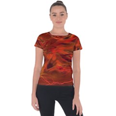 Fire Lion Flames Light Mystical Dangerous Wild Short Sleeve Sports Top  by Mog4mog4