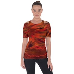 Fire Lion Flames Light Mystical Dangerous Wild Shoulder Cut Out Short Sleeve Top by Mog4mog4