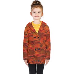 Fire Lion Flames Light Mystical Dangerous Wild Kids  Double Breasted Button Coat