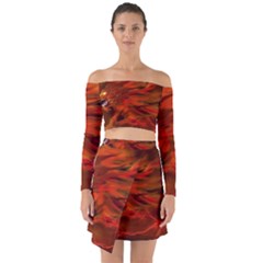 Fire Lion Flames Light Mystical Dangerous Wild Off Shoulder Top With Skirt Set by Mog4mog4