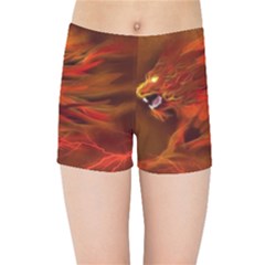 Fire Lion Flames Light Mystical Dangerous Wild Kids  Sports Shorts by Mog4mog4