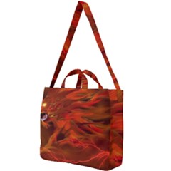 Fire Lion Flames Light Mystical Dangerous Wild Square Shoulder Tote Bag by Mog4mog4