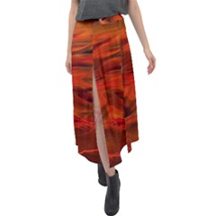 Fire Lion Flames Light Mystical Dangerous Wild Velour Split Maxi Skirt by Mog4mog4