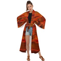 Fire Lion Flames Light Mystical Dangerous Wild Maxi Kimono by Mog4mog4