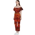 Fire Lion Flames Light Mystical Dangerous Wild Off Shoulder Ruffle Top Jumpsuit View2