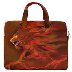 Fire Lion Flames Light Mystical Dangerous Wild Macbook Pro 16  Double Pocket Laptop Bag  by Mog4mog4