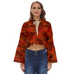 Fire Lion Flames Light Mystical Dangerous Wild Boho Long Bell Sleeve Top by Mog4mog4