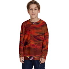 Fire Lion Flames Light Mystical Dangerous Wild Kids  Long Sleeve Jersey by Mog4mog4