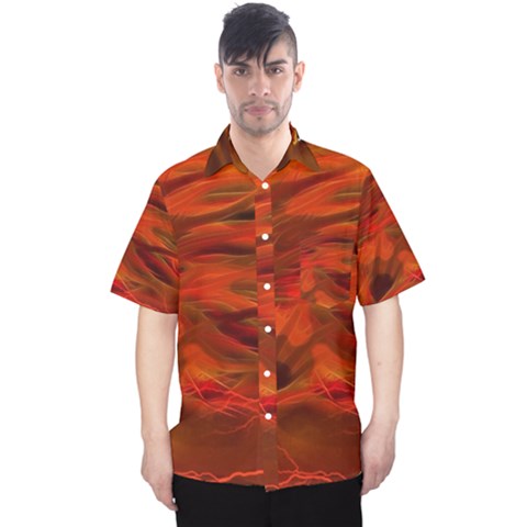 Fire Lion Flames Light Mystical Dangerous Wild Men s Hawaii Shirt by Mog4mog4