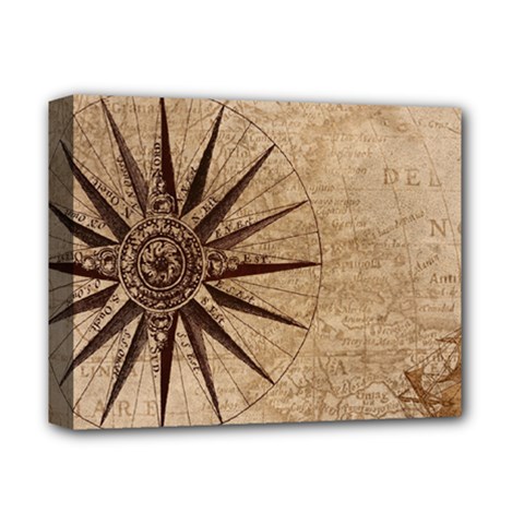 Compass Map Nautical Antique Deluxe Canvas 14  X 11  (stretched) by Mog4mog4